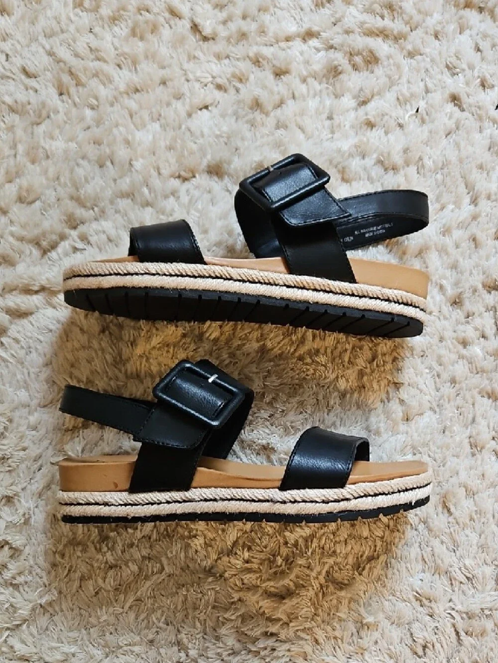 boc Black Two-Strap Platform Espadrille Sandals
